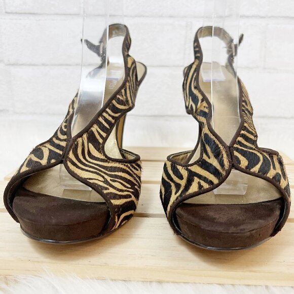 Nine West Women's Cowhide Fur Animal Print Tiger Stripe Pumps Heels Size 9M - Picture 3 of 6